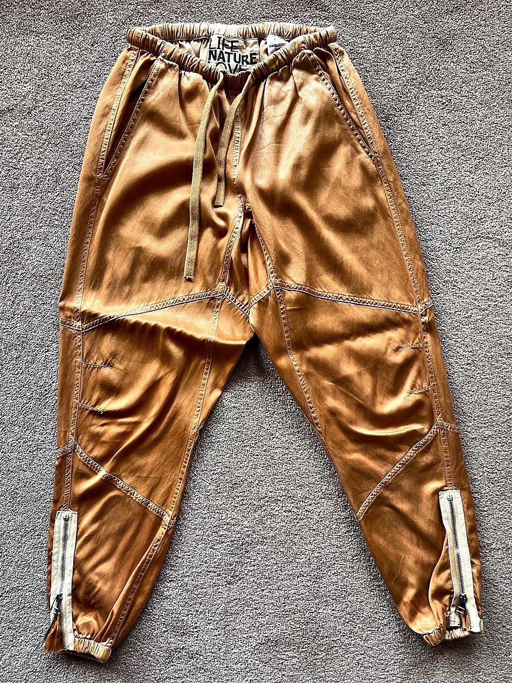 Freecity Satin Jumppant Brown Jogger Pants Small